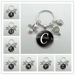 A-Z letter keychain I love basketball basketball keychain glass keychain men's keychain car keychain jewelry souvenir gift