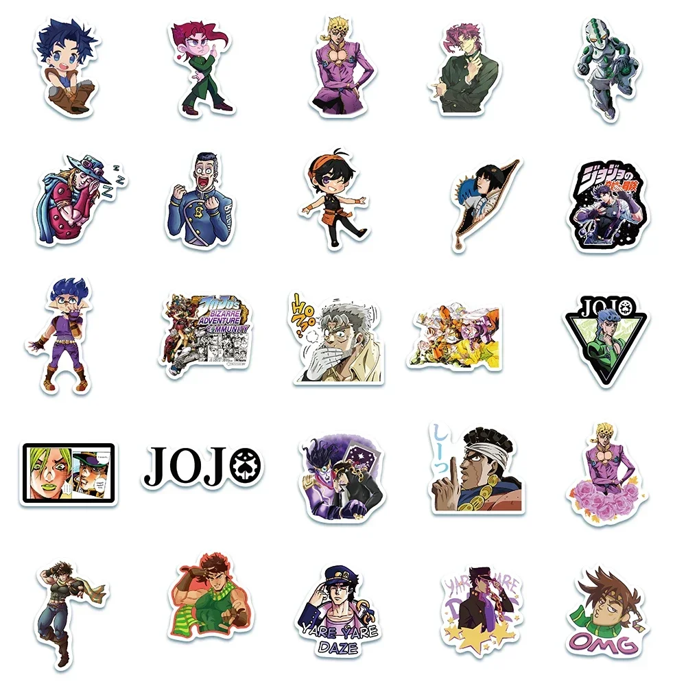 50pcs Cute Cartoon JoJo’s Bizarre Adventure Stickers DIY Diary Laptop Luggage Skateboard Graffiti Decals Fun Classic Toy