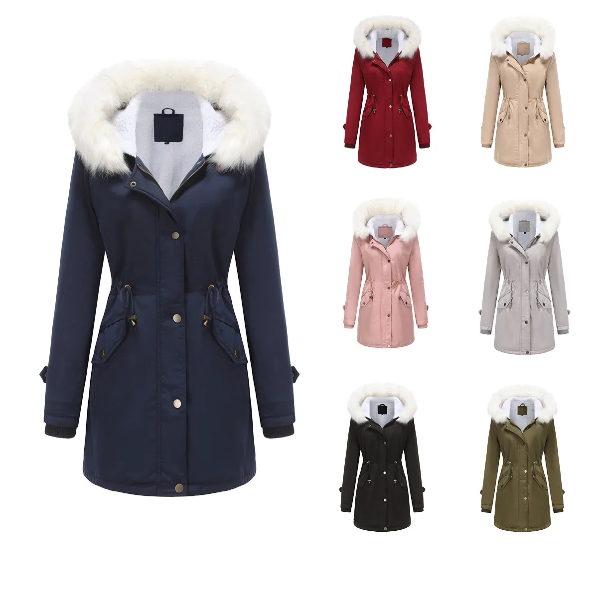 2024 Autumn/Winter fashion women's thick lamb wool padded coat women loose women's padded coat detachable hat with fleece coat