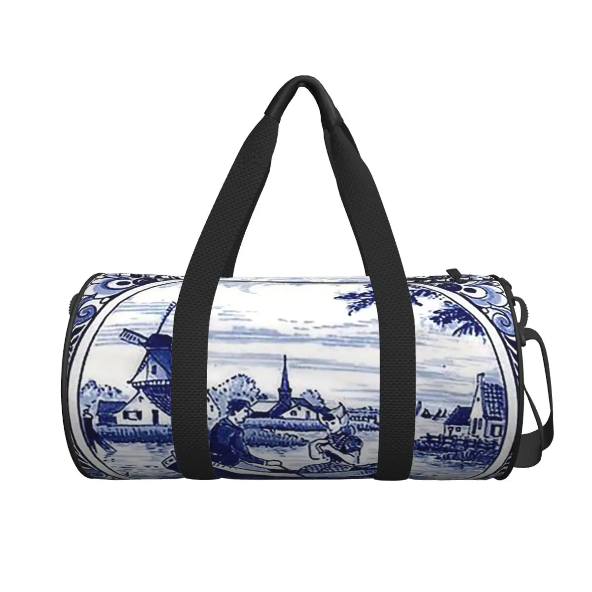 

Голландский синий Delft, ветряная мельница, церковные и парусные лодки, большая спортивная сумка, многофункциональная дорожная сумка, сумки для фитнеса