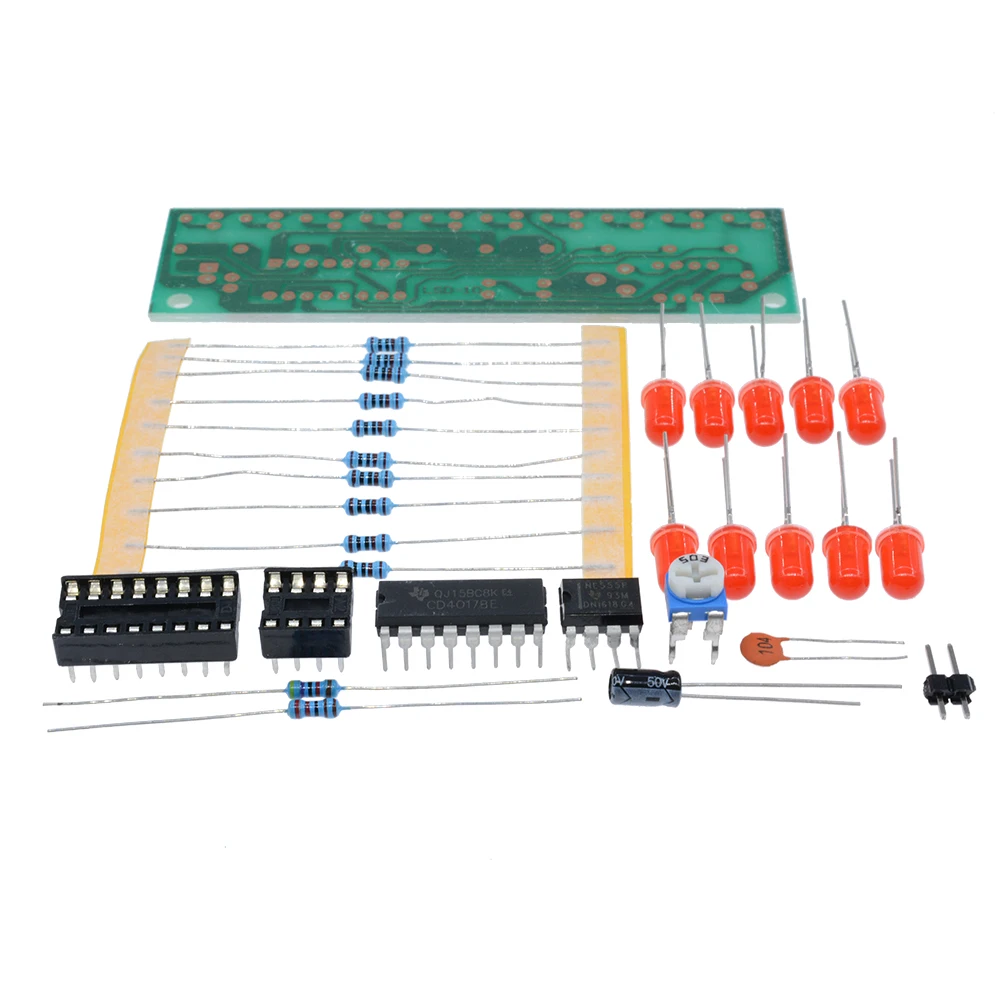 LED Light Chaser Water Flowing Light LED Electronic DIY Kits Module NE555+CD4017 Driver Water Powered Circuit Disassembled Part