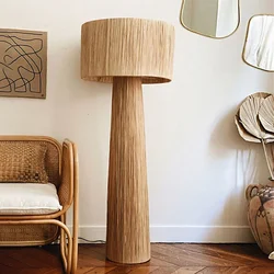 Japanese Traditional Straw Woven Desk Lamp Southeast Asian Style Room Decoration Floor Lamp Bedroom Headboard LED Lights