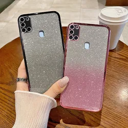 For Samsung A21s Case Galaxy A21S Phone Case Samsung SM-A217F SM-A217M Luxury Electroplated Glitter Soft Bumper Clear Back Cover
