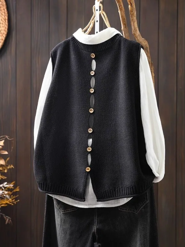 Colete de malha solto com design de botão superior Bal Svel suéter para homens e mulheres outono inverno casual Sle poliéster F...