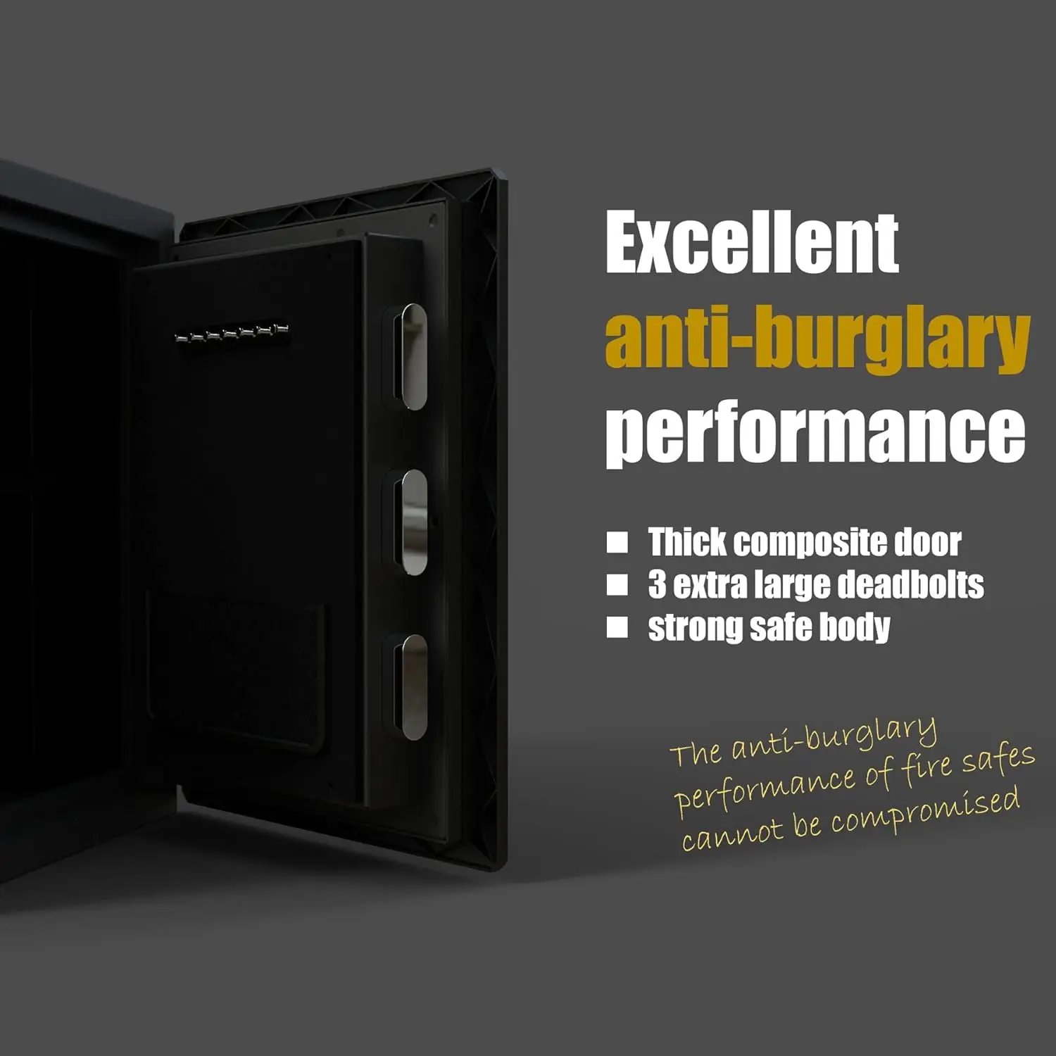 Fireproof Biometric Safe Box, Fire Safes with Fingerprint Touch Screen Keyboard, Home Security Safe for Hotel Office, 2.1 Cubic