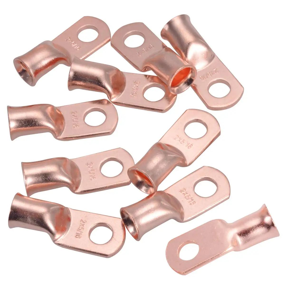 10/25Pcs 2AWG Electrical Wire Ring Connectors Copper Tube Lug Battery Starter Cable Welding Crimp Terminals