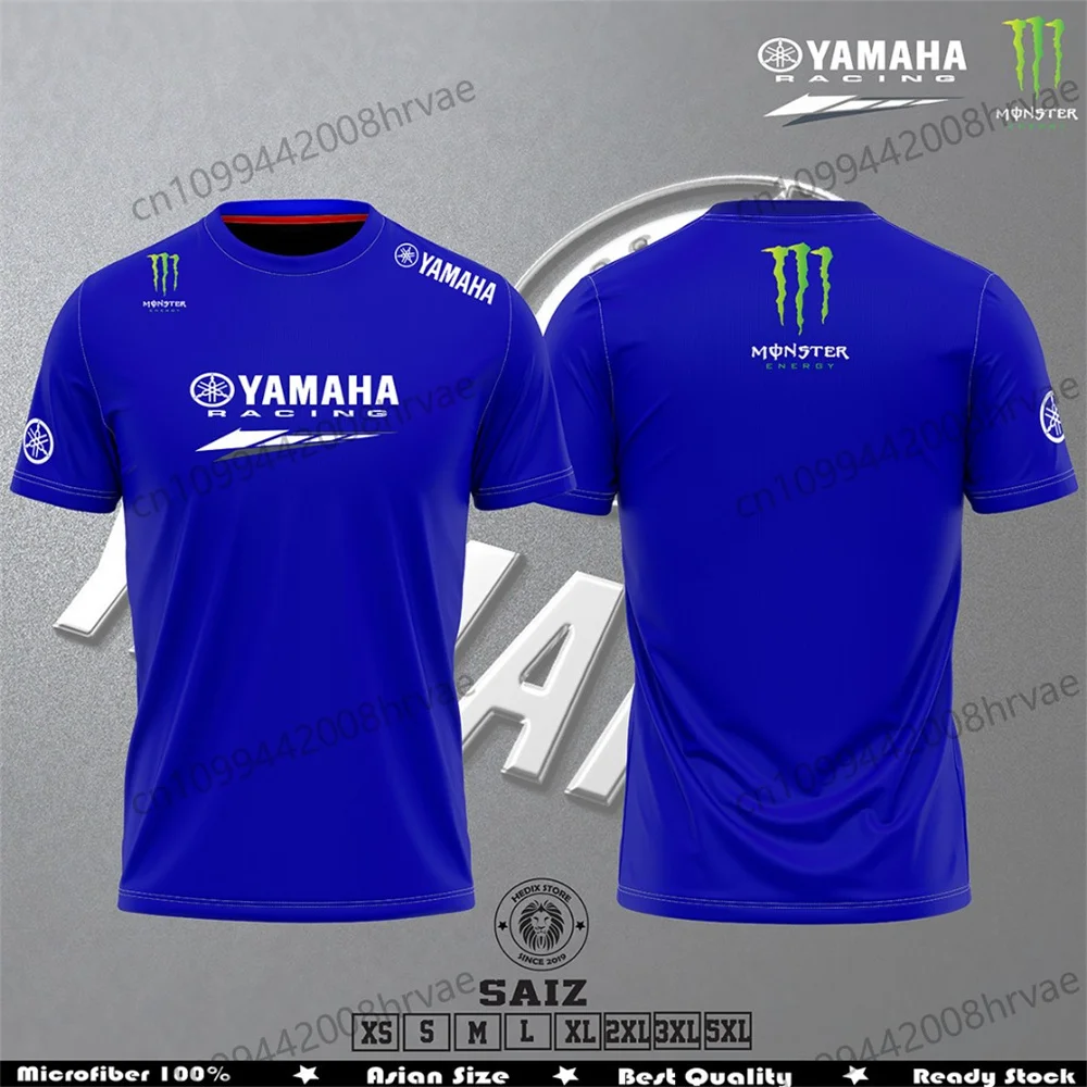 Yamaha 2025 nuevo No. 5 Camiseta de motocicleta todoterreno, camisa de manga corta transpirable informal de secado rápido para hombres y mujeres de verano