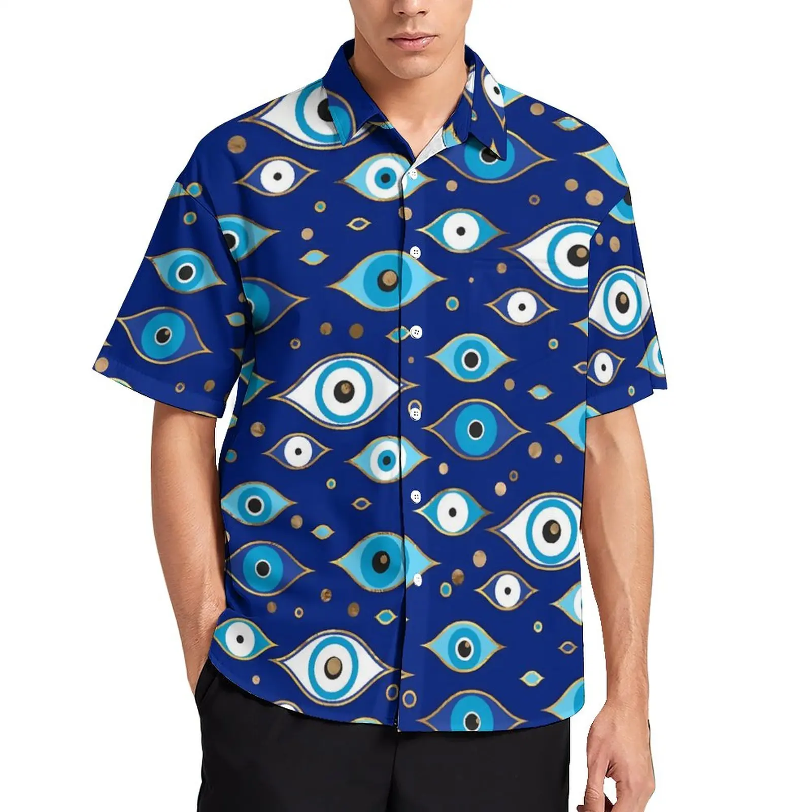 

Matiasma Evil Eye Blouses Men Greek Mati Mataki Casual Shirts Summer Short Sleeve Graphic Streetwear Oversize Beach Shirt Gift