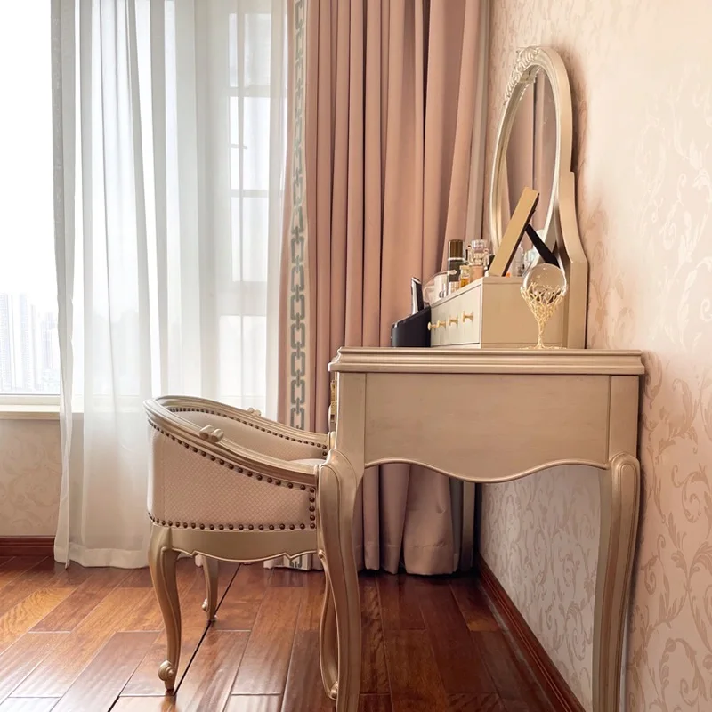Natural Hidden Vanity Table Dest Decor Gold Chair Wood Mirror Dressing Table Small Cheap Corner Makeup Tafel Furniture For Home