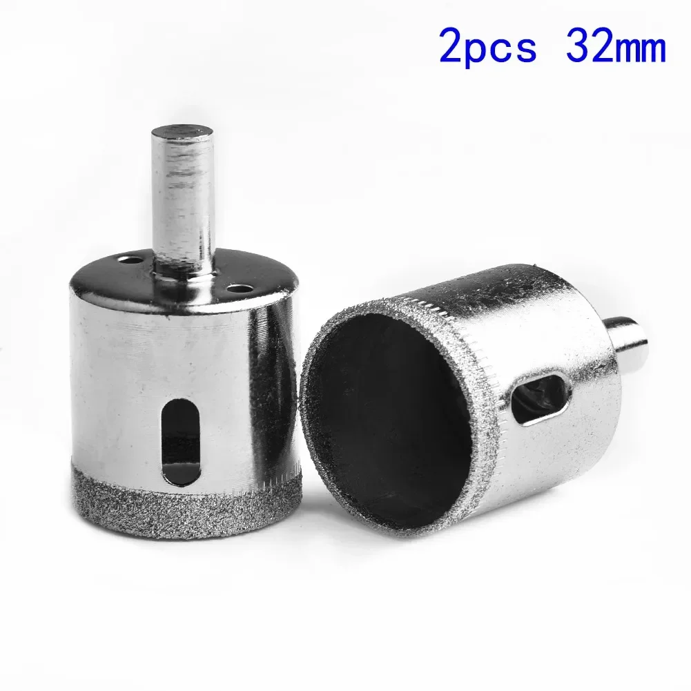 2pcs 32mm Diamond Coated Center Drill Bits Hole Saw Cup Saw Locate Stood Kit Tools Tile Marble Glass Power Tool Accessories