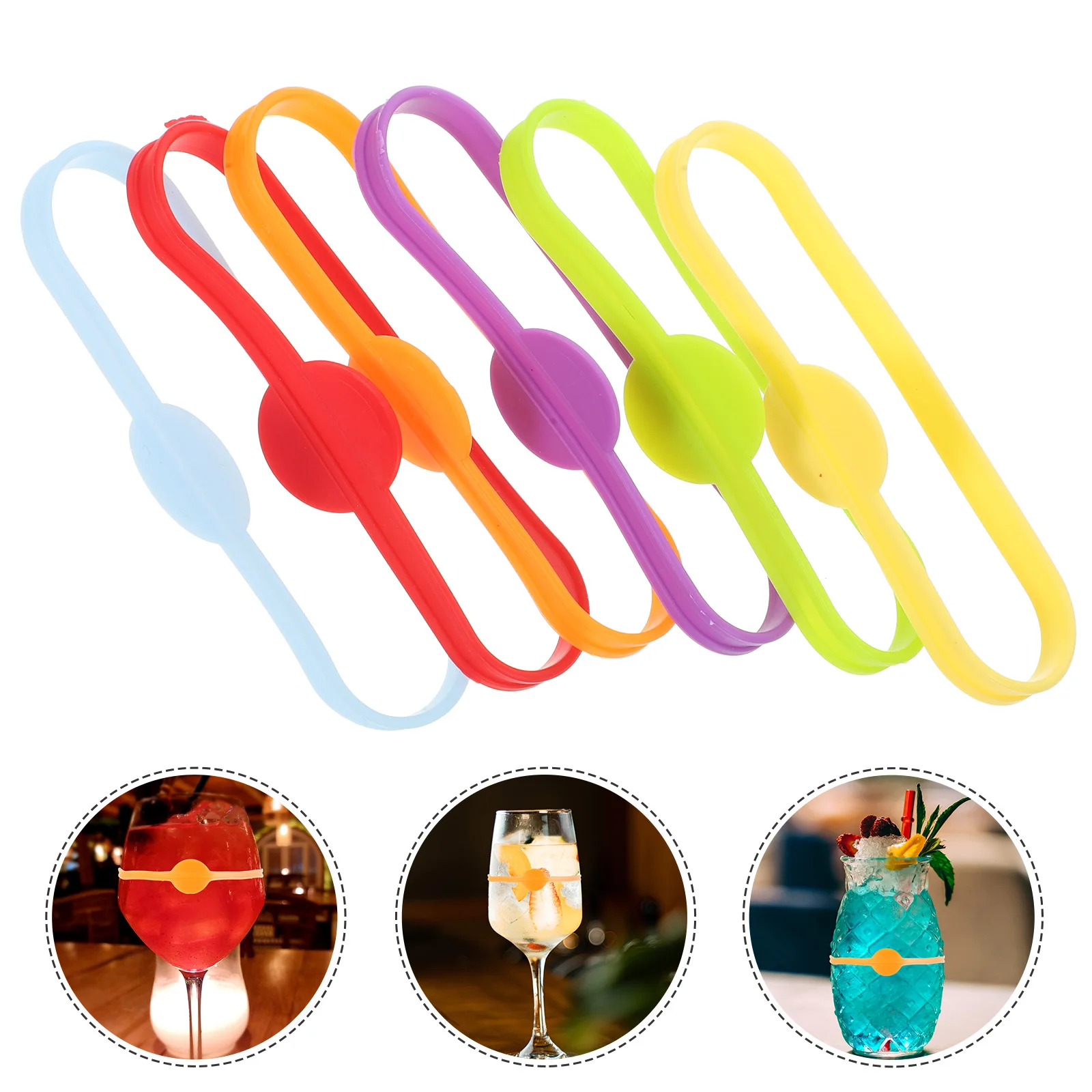 24 قطعة من علامة كأس النبيذ السيليكونية معرف المشروبات الملونة للحفلات والمطاعم وحفلات الزفاف Ktv مدمجة وسهلة التخزين