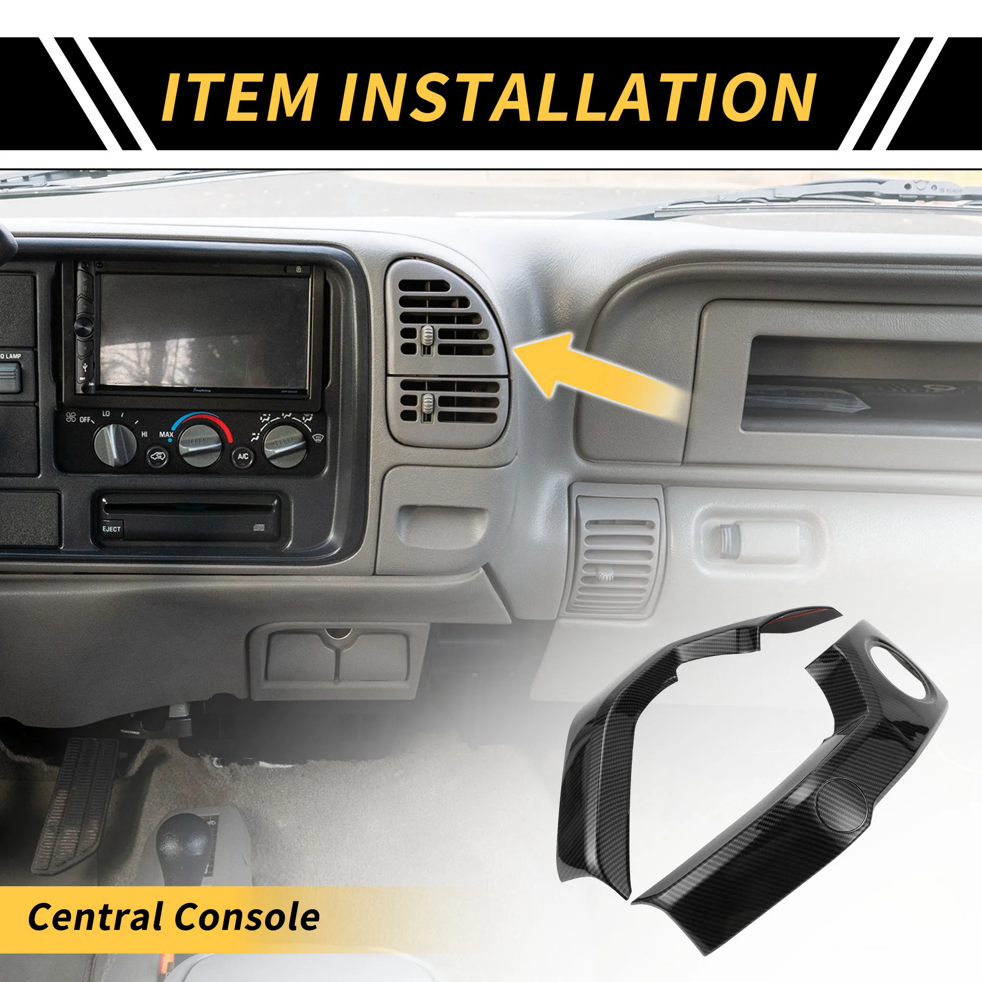 

UXCELL 1 Set Carbon Fiber Pattern A/C Air Outlet Cover Trims for Toyota Tundra 14-21