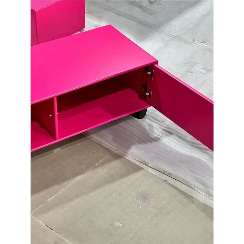 ไม้เนื้อแข็งทั้งหมด ตู้วางทีวีโดปามีนทาสี ตู้เก็บของ เคลื่อนย้ายได้ด้วยรอก