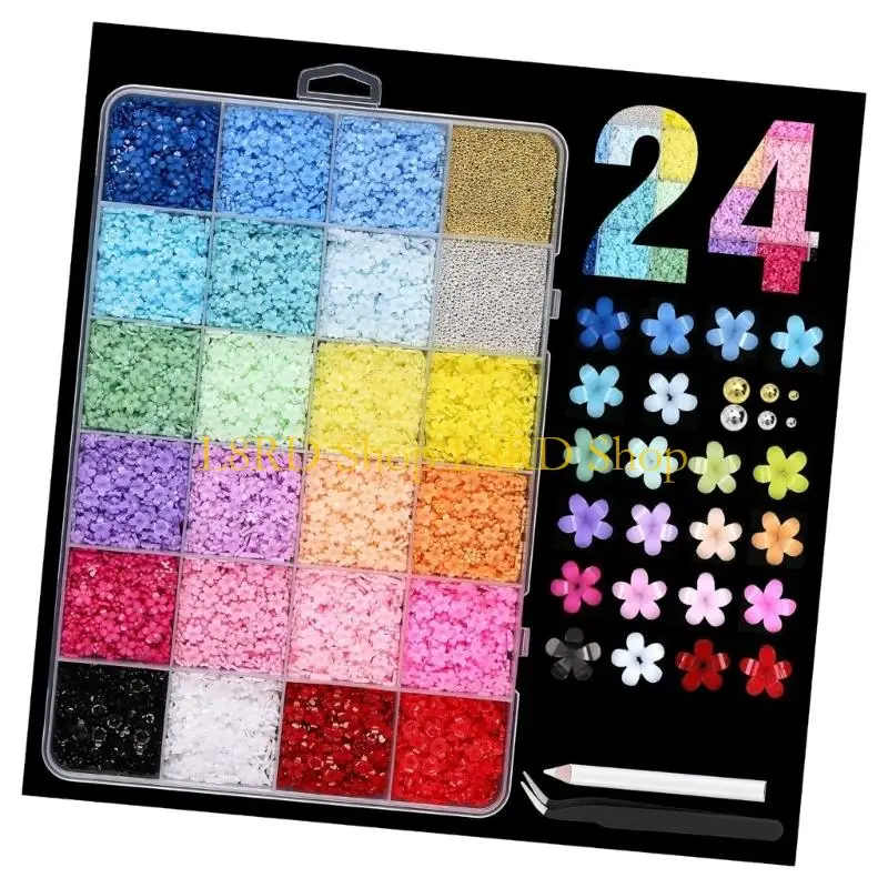 L8RD 24-Grid Flat Pearls Embellishments for Creative Designs Decorations