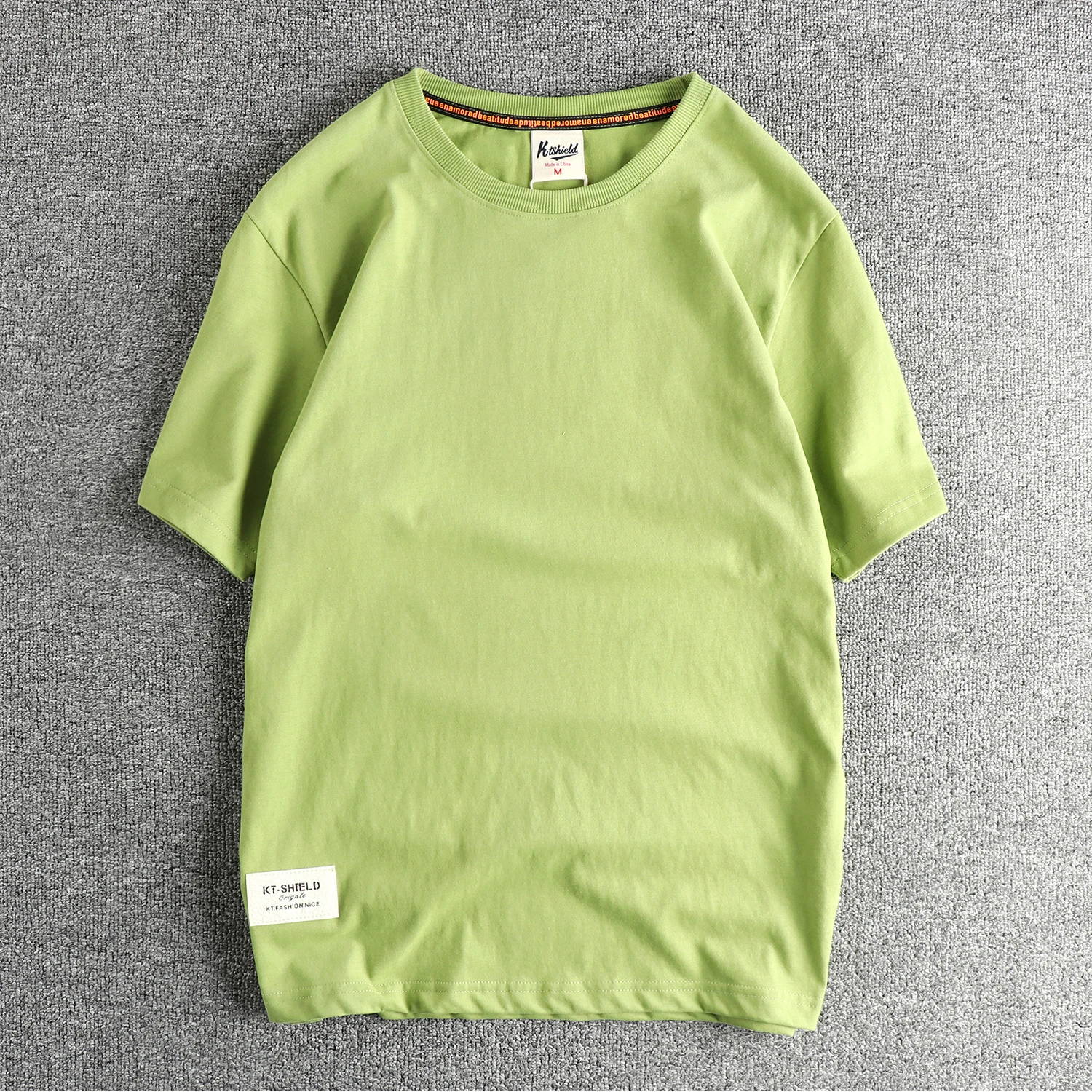 2025 Summer New American Retro Short Sleeve O-neck Solid Color T-shirt Men's Fashion 100% Cotton Washed Casual Terry Cloth Tops