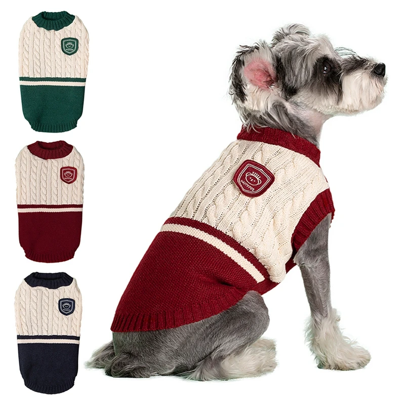 Small Dog Sweaters Knitwear Pullover Warm Pet Sweater Warm Soft Pet Holiday Clothes for Fall Winter Christmas Halloween Party