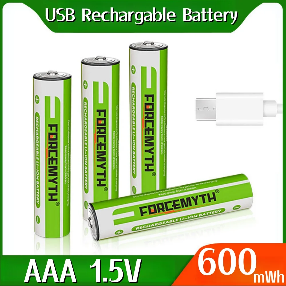 USBリチウムイオン電池,充電式,おもちゃ用,リモコン,懐中電灯,4 in 1ケーブル,aaa,1.5v,600mwh