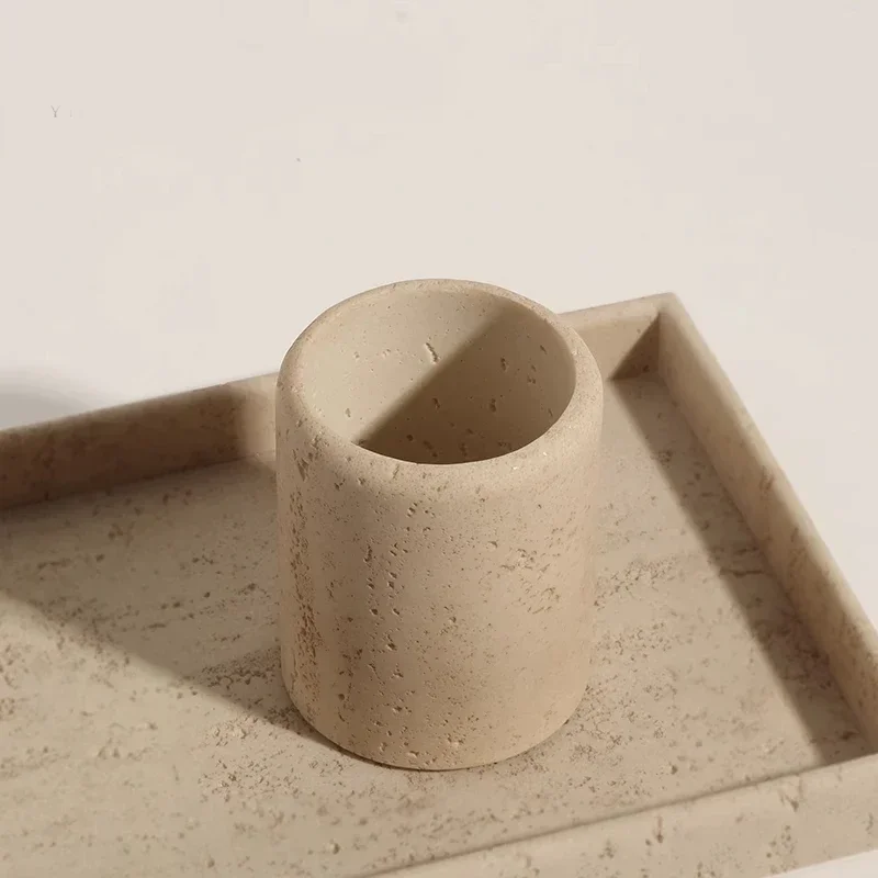 AhunderJiaz - Wabi Sabi Style Vintage Natural Yellow Cave Stone Storage Jar Desktop Art Storage Ornaments Home Decoration