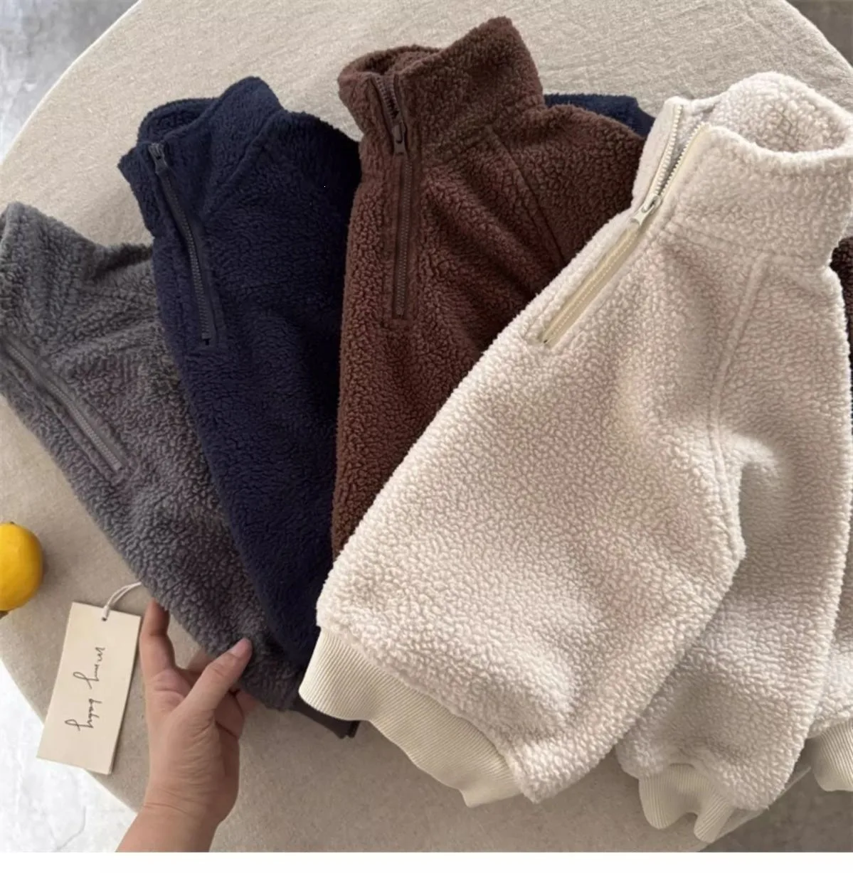 Kids Boys Girls Fleece Half Zip Sweatshirt Stand Collar Pullover Long Sleeve Warm Casual Tops Autumn Winter Clothing