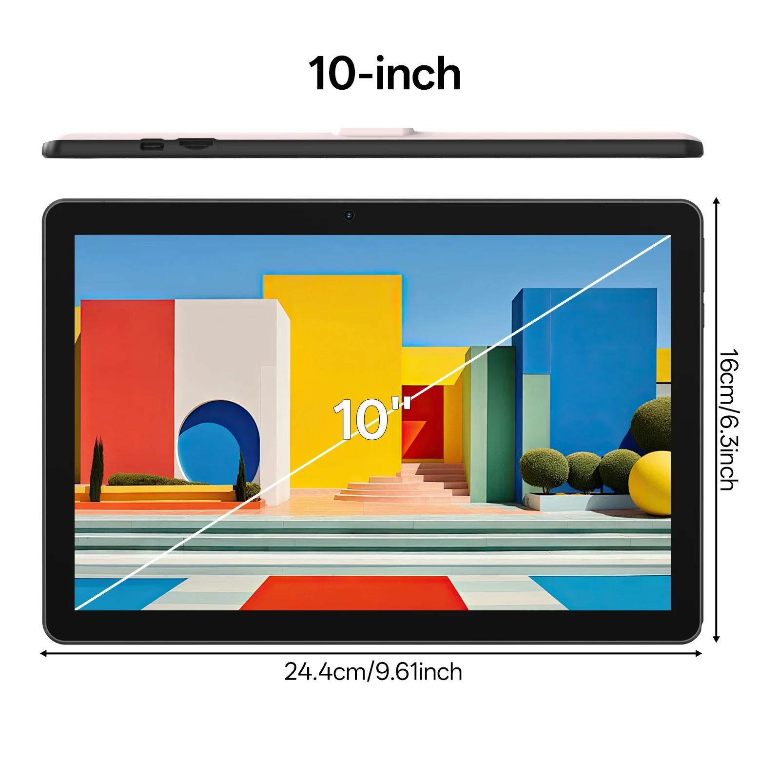 BAKEN 10-inch Tablet (Android 15): Quad-core processor, 12GB (3+9) RAM + 64GB storage (supports 2TB expansion), WiFi 62MP + 8MP