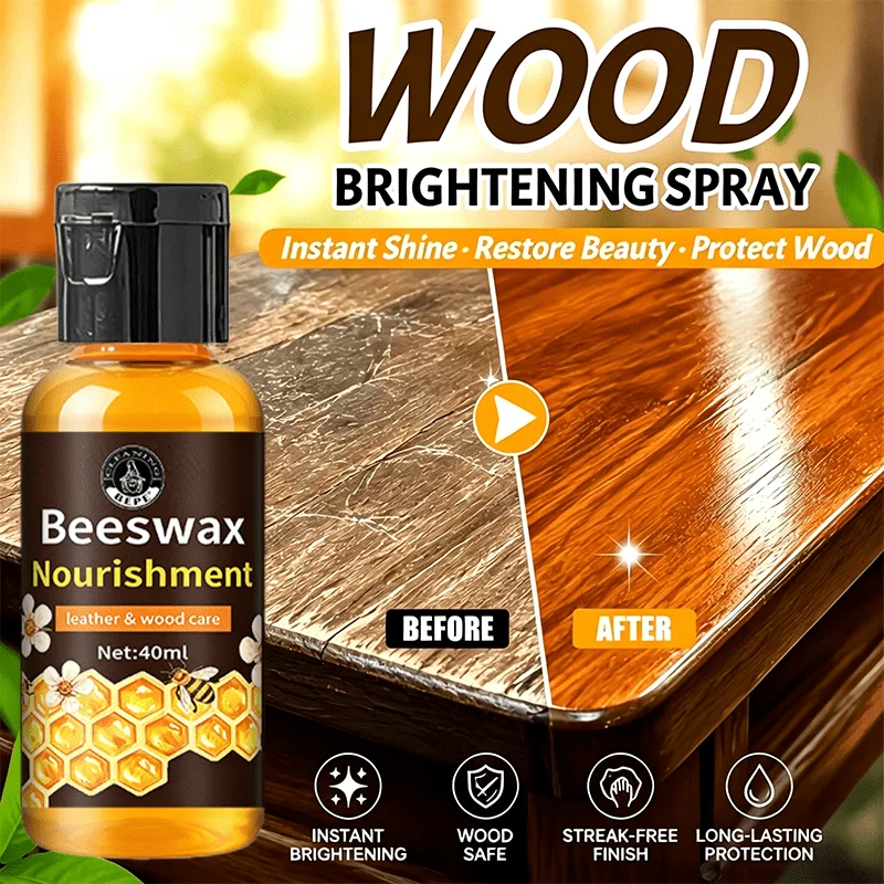 Beeswax Polish Spray, Brighten Wood Furniture, Anti-Dust Clean, Protect Color, Prevent Cracks, for Wood Door, Wardrobe, Handrail