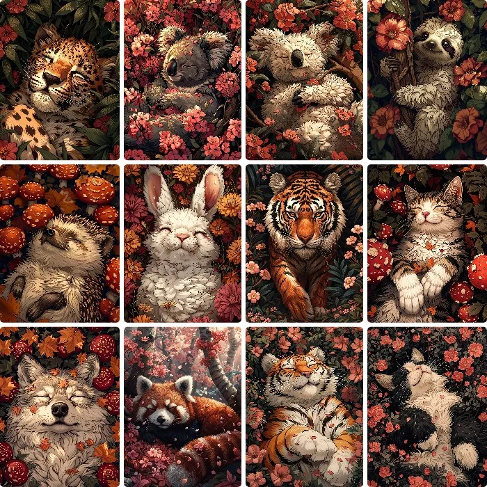 DIY Floral Wildlife Diamond Painting Leopard Koala Tiger Mushroom Mosaic Handmade Art Exquisite Creative Gift Home Decoration