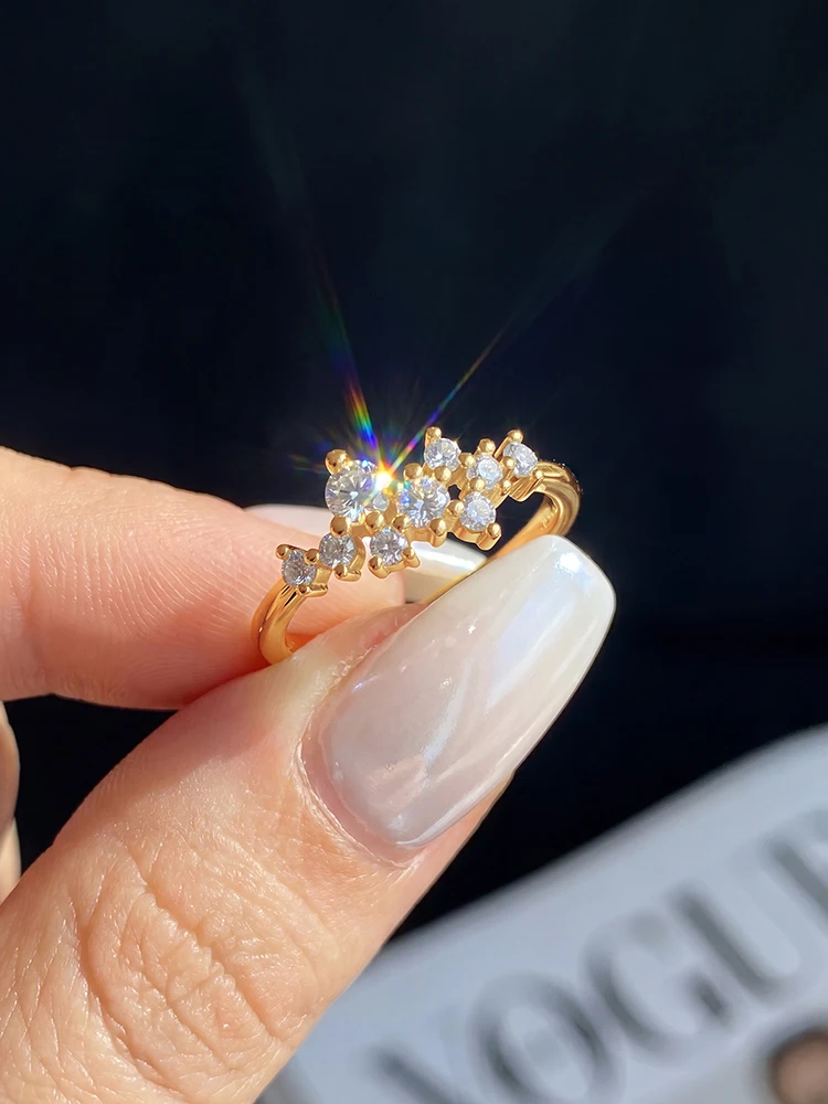 Modische 0,1CT Echte Moissanit-Diamant-Eheringe für Damen, Jahrestag, Verlobung, Personalisierter Hochwertiger Schmuck – Detail 4