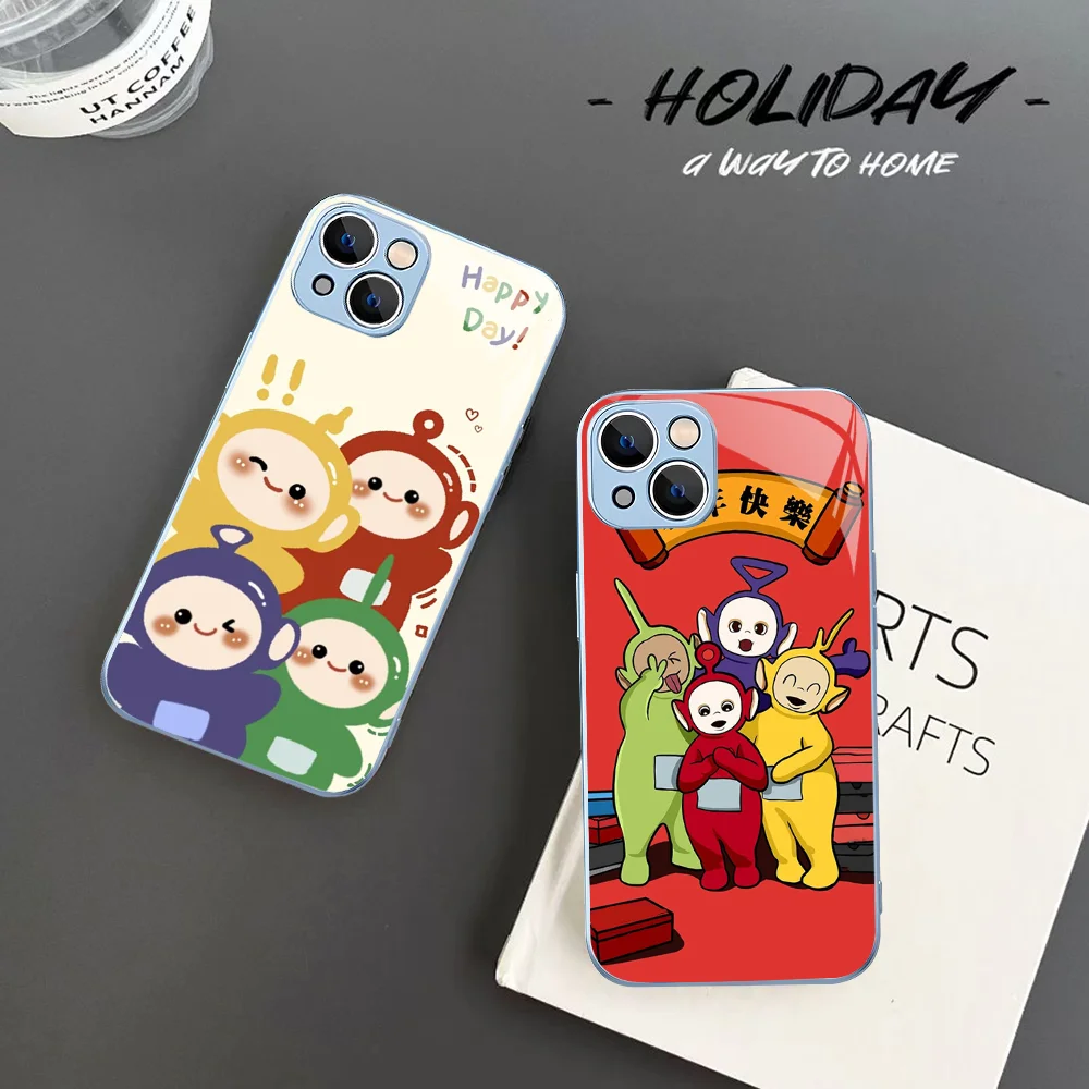 Cute T-Teletubbies Phone Case Tempered Glass For Iphone 14 13 12 11 Pro Mini XS MAX 14Plus X XS XR Fundas