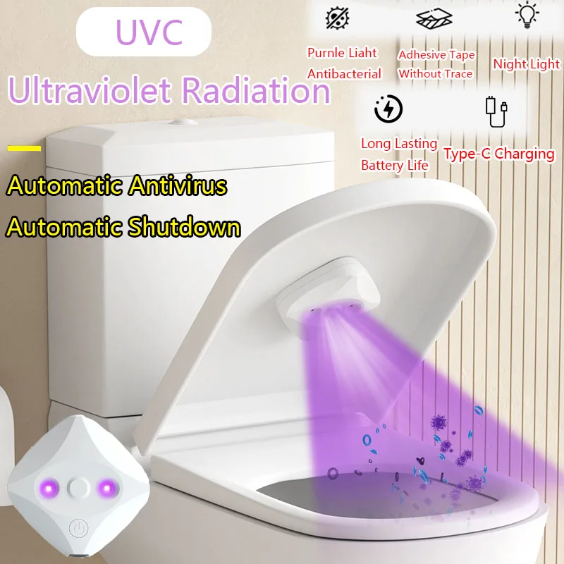 UV-Toiletten-Desinfektionslampe, USB wiederaufladbar, für Zuhause, Hotel, Badezimmer – intelligente Toilettendesinfektion, keimtötendes, sterilisierendes Licht
