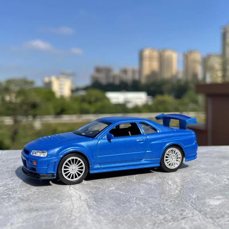1/43 وصول جديد سعر خاص دييكاست المعادن اليابانية GTR الكلاسيكية R34 نموذج سيارة الأثاث عرض مجموعة لعب للأطفال #1