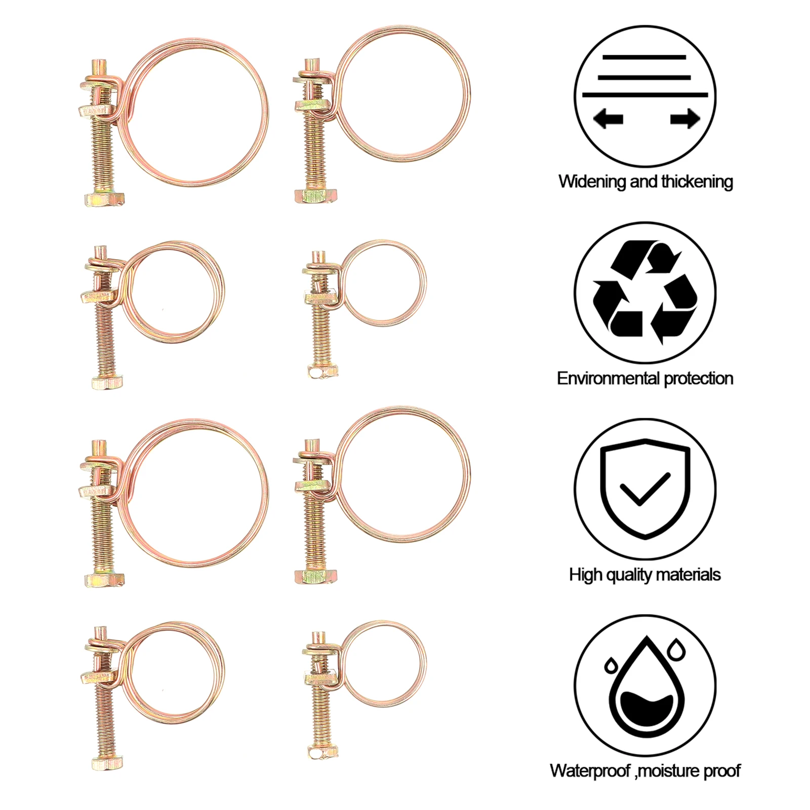 

40 pcs Adjustable Hose Clamp Iron Water Oil Tube Clamps Double Wire Pipe Fittings For Flexible Hose Industrial Home Use