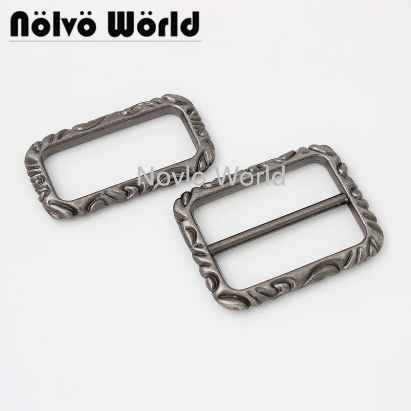 

20-100 pieces Ancient Silver 3.7cm Rectangular buckles 1.5" customized slider buckle Old Style Bag Belt Strap Adjuster Sets