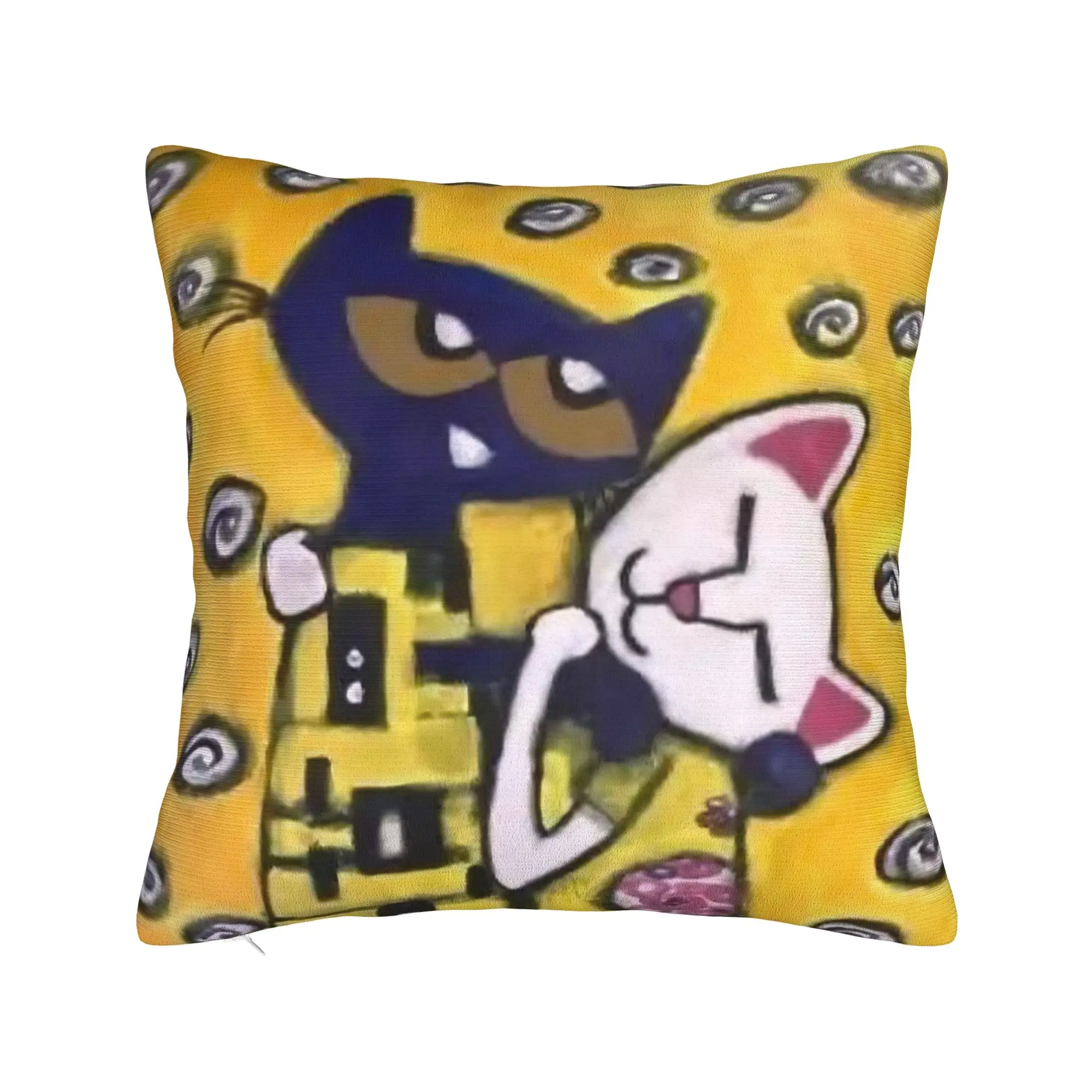 Pete The Cat Sweet Couple Square Pillow Cases  Cushion Cover Awesome Polyester Decorative Pillowcover for Car 40x40cm