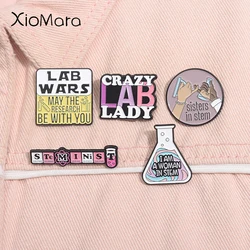 Crazy Lab Lady Enamel Pin Custom Lab Wars May The Research Be With You Science Metal Brooch Lapel Badge Jewelry Gift For Friends