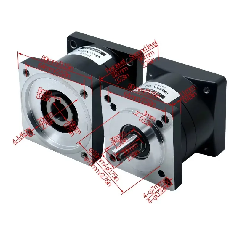 PX80 10 16 20 24 30 36 مخفض التروس الكوكبي 80 نوع المخفض يمكن تجهيزها بمحرك متدرج