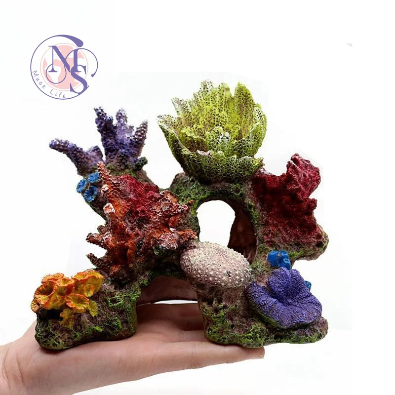 Aquarium landscaping coral background fish tank set package conch shell simulation rockery resin creative ornament