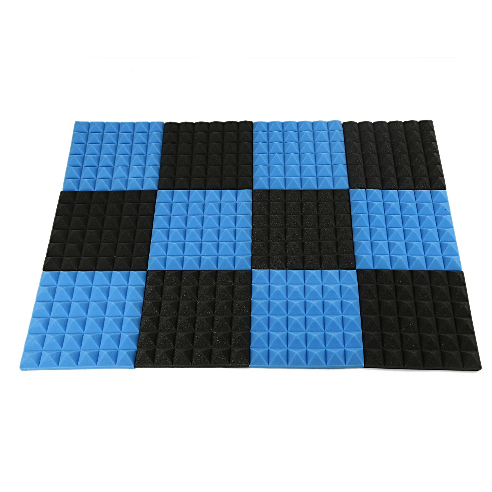 24X Charcoal Acoustic Foam Tiles Soundproofing Foam Panels Studio Sound Padding 2 X 10 X 10 Inch(Black+Blue)-B51B
