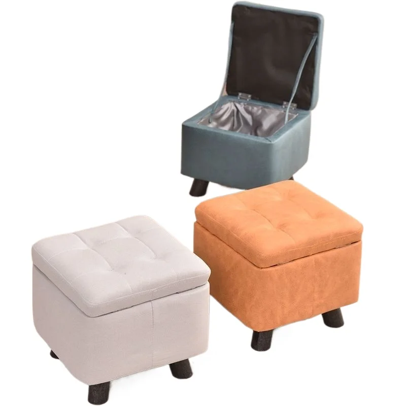 Storage Ottoman Bench for Home Use Multifunctional Solid Wood Footstool Sofa Stool Bed End Storage Square Shoe Changing Bench