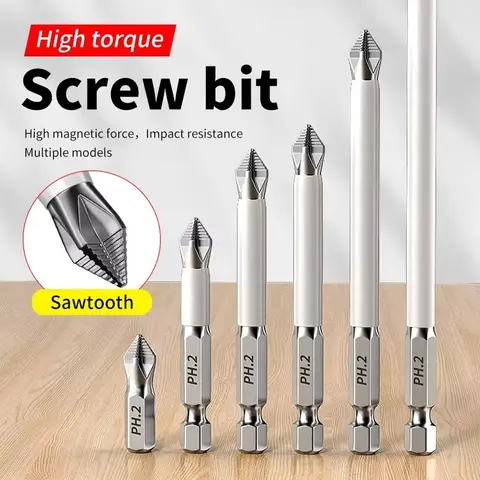 6 PCS Cross Screwdriver Head Strong Magnetic Anti Slip High Hardness Electric Screwdriver Tool Electric Drill Extended Hexagonal