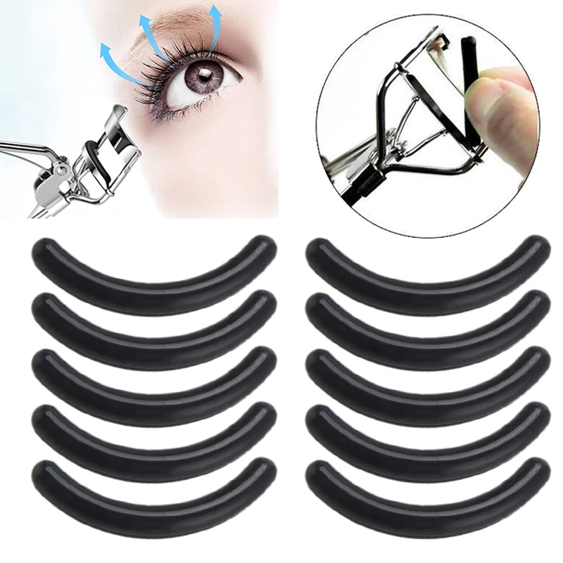 10PCS Women Eyelash Curler Replacement Pads Rubber Eyelash Clamp High Elastic Clip Pads Black Antibacterial Curling Mats Beauty