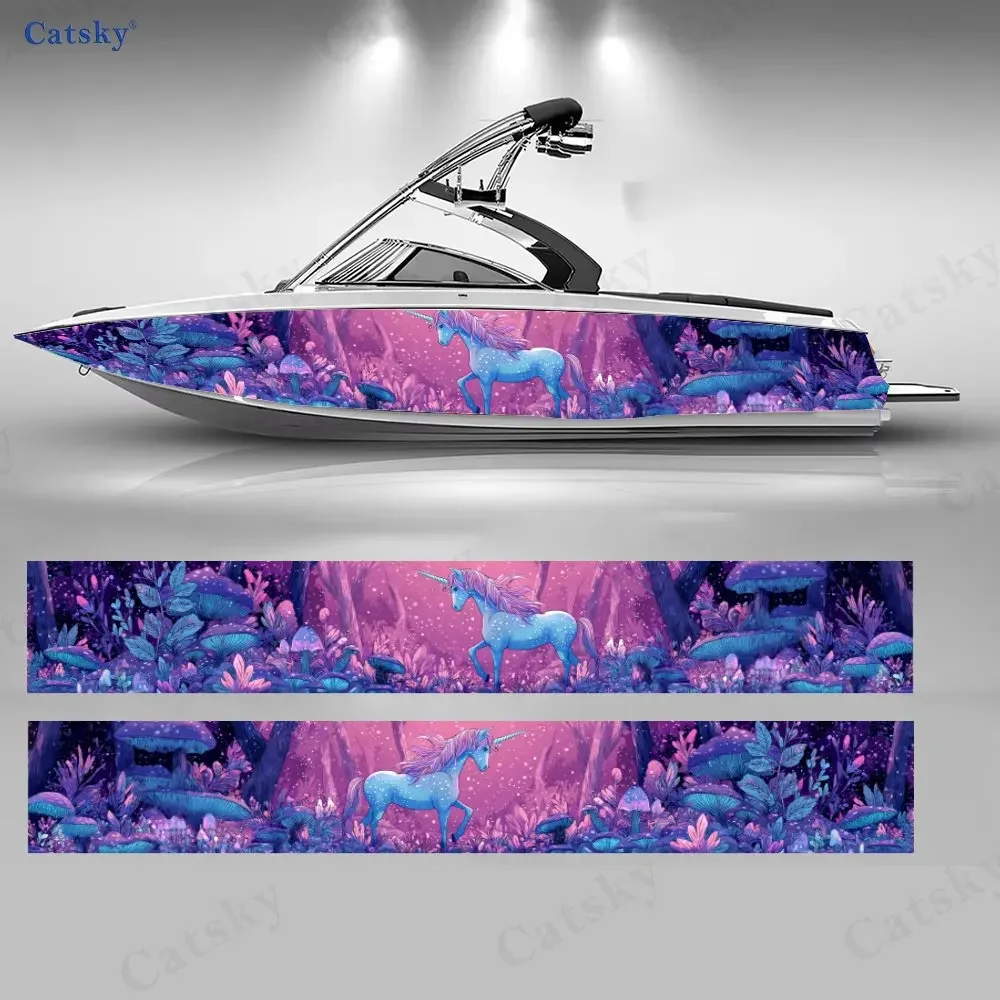 Colorful Secret Realm Unicorn Forest Special Boat Sticker Vinyl Ship Pontoon Deck Boat Fishing Decorative Pontoon Boats Decal