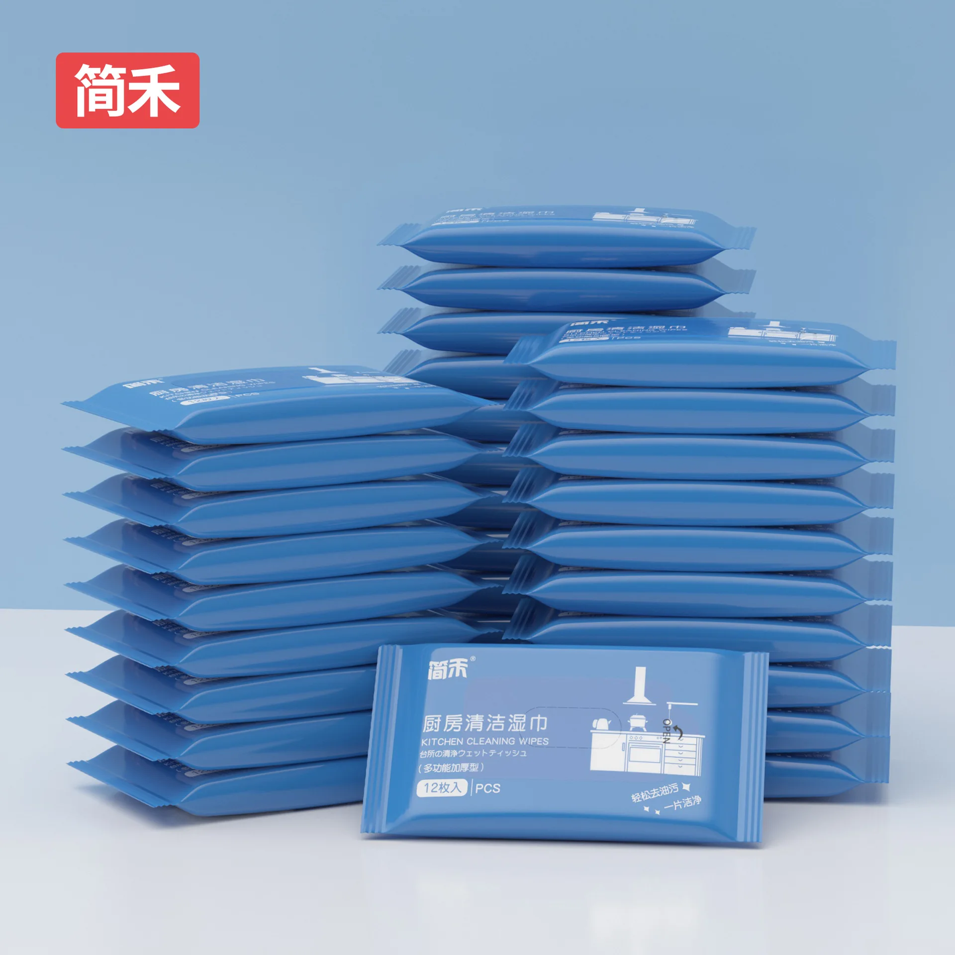 5 packs=60sheets Lazy Kitchen cleaning Wipes Decontamination Disposable Daily Wipes To Clean Oil Wet Wipes OEM BULK Wholesale