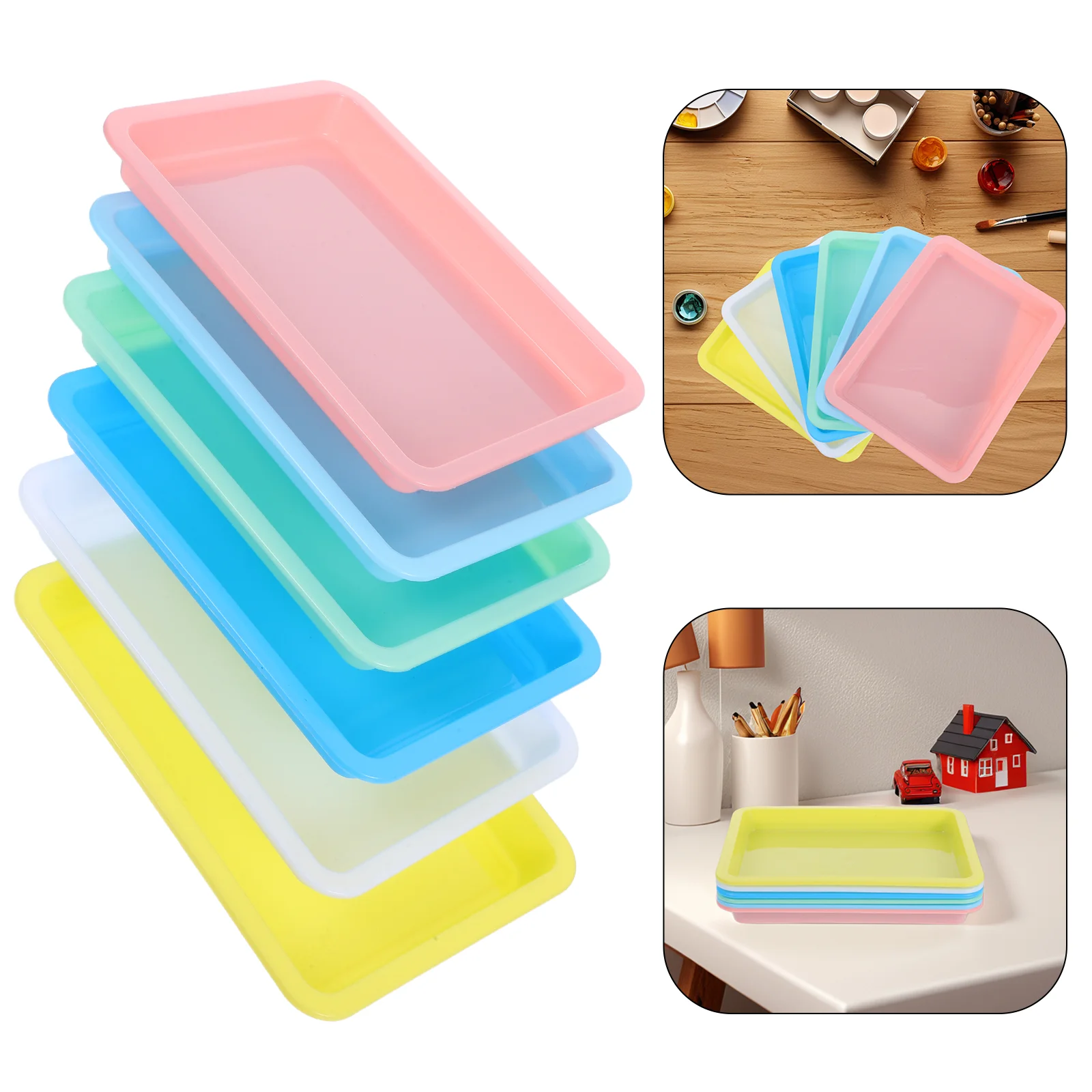 6 Pcs Color Pallet Plastic Tray Craft Trays Pp Serving Sand for Classroom Activity Pupils