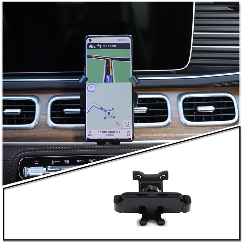 

For 2020-2022 Mercedes-Benz GLE GLS ABS Black Car Air outlet Mobile Phone Holder Bracket Car Interior Decoration Accessories