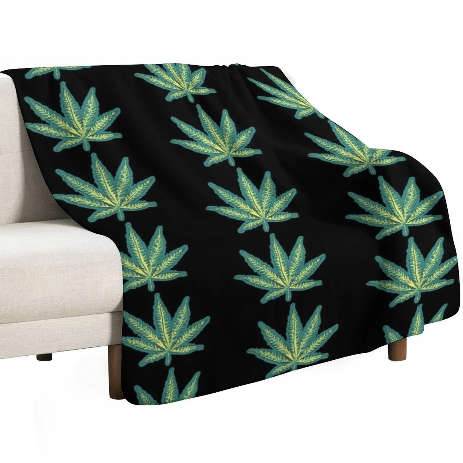 weed Throw Blanket Travel Size Cozy Blanket for Plane Train