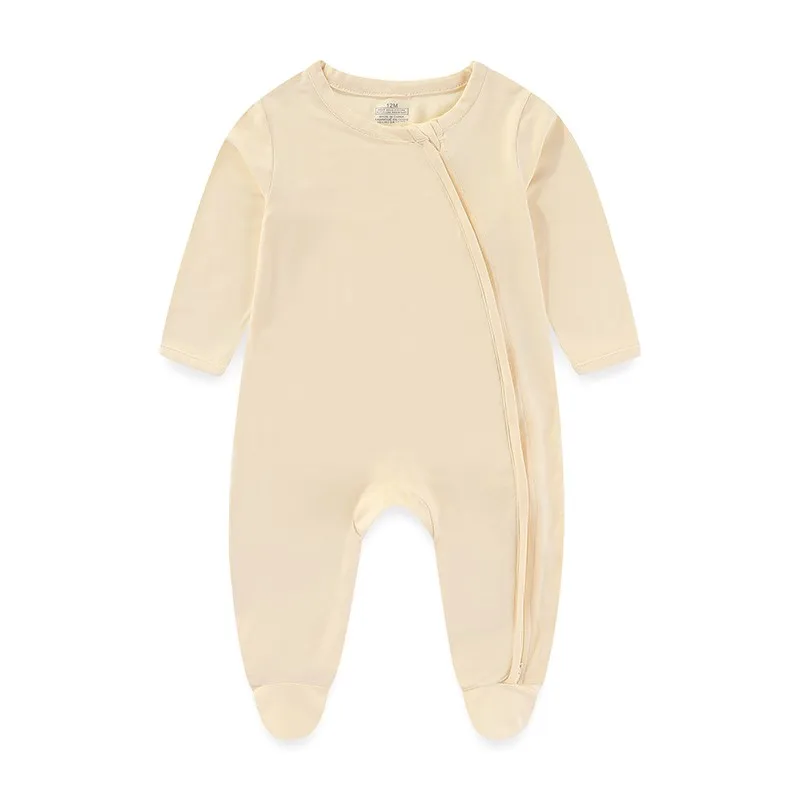 1 Piece Unisex Cotton Baby Girl Clothes Newborn 2-Way Zipper Solid Color Jumpsuits 0-12M Baby Boy Clothes Long Sleeve Autumn