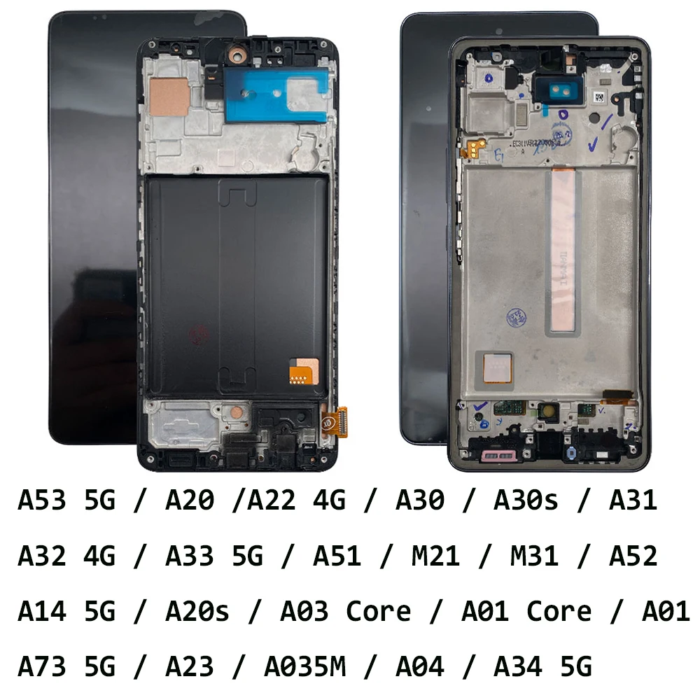 LCD display Screen Touch Digitizer Assembly With Frame For Samsung A51 A30S A31 A20 A30 M21 M31 A22 A32 4G A33 A53 A14 A73 5G