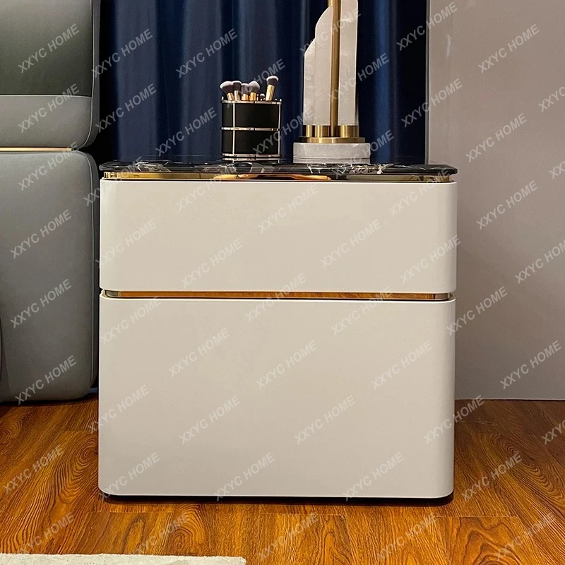 A Italian Mild Luxury Marble Bedside Table Bedroom High-Grade Model Home Bedside Locker