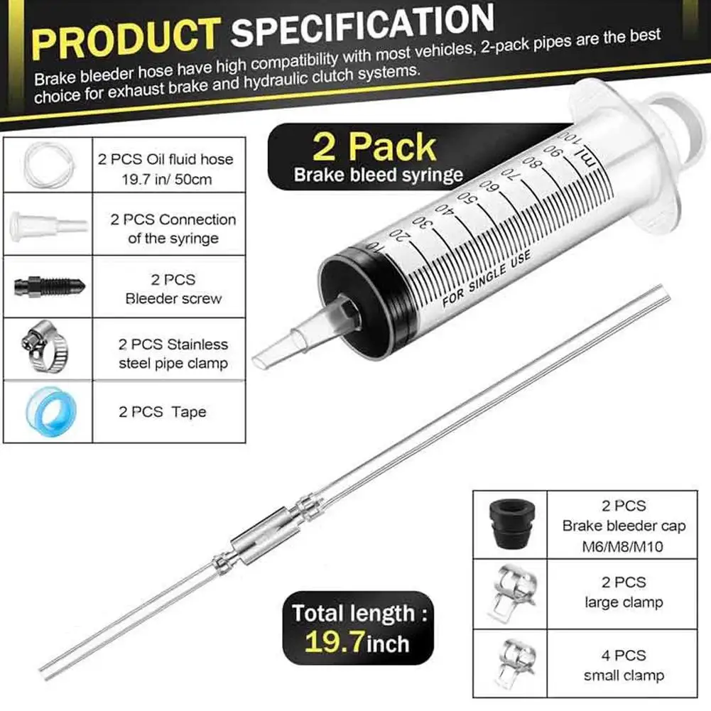 100ML Motorcycle Hydraulic Brake Bleed Kit  Syringe With 50cm Hose, Universal Bleeding Tool For Motorbikes & Scooters - view 6