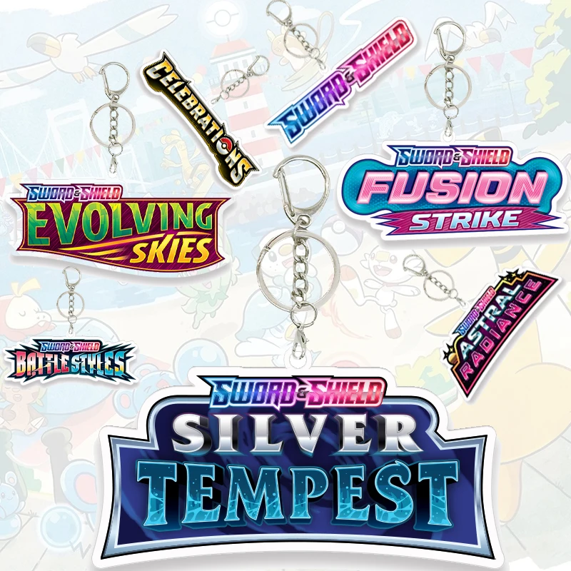 

Cartoon Pocket Monster Ptcg Sword and Shield Acrylic Card Icon Logo Keychain Anime Fashion Bag Pendant Decoration Charm Gift Toy